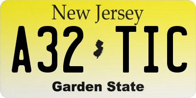 NJ license plate A32TIC