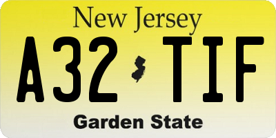 NJ license plate A32TIF