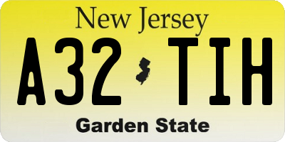 NJ license plate A32TIH