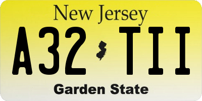 NJ license plate A32TII