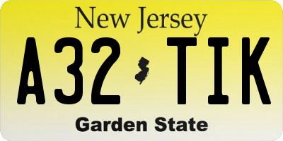 NJ license plate A32TIK