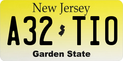 NJ license plate A32TIO