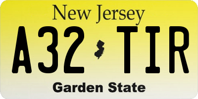 NJ license plate A32TIR