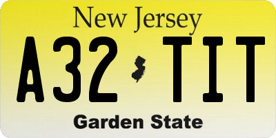NJ license plate A32TIT