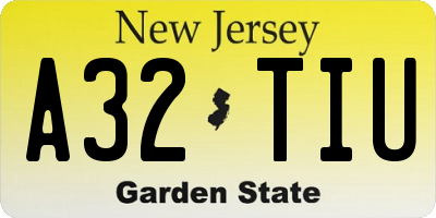 NJ license plate A32TIU