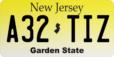 NJ license plate A32TIZ