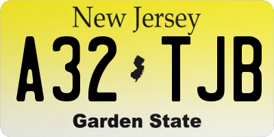 NJ license plate A32TJB