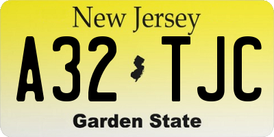 NJ license plate A32TJC