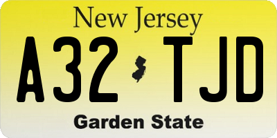 NJ license plate A32TJD