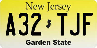 NJ license plate A32TJF