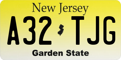 NJ license plate A32TJG