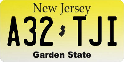NJ license plate A32TJI