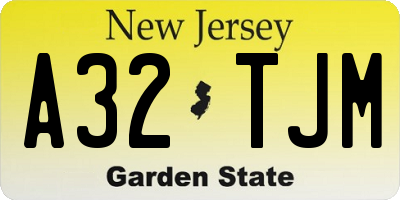 NJ license plate A32TJM