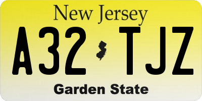 NJ license plate A32TJZ