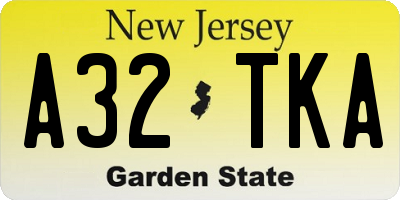 NJ license plate A32TKA
