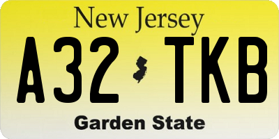 NJ license plate A32TKB