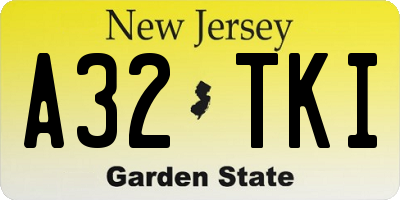 NJ license plate A32TKI