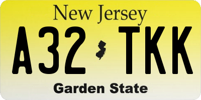 NJ license plate A32TKK