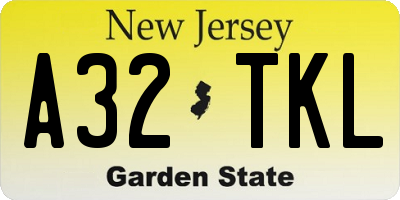 NJ license plate A32TKL