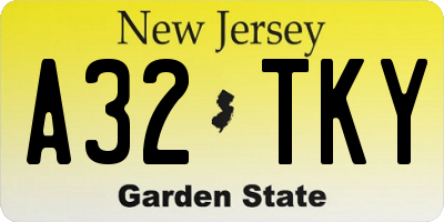 NJ license plate A32TKY