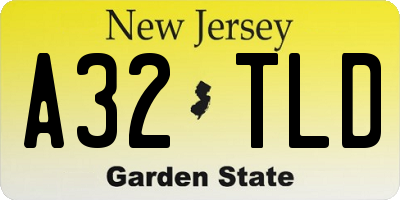 NJ license plate A32TLD