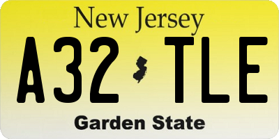 NJ license plate A32TLE