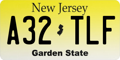 NJ license plate A32TLF