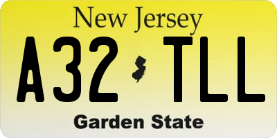 NJ license plate A32TLL