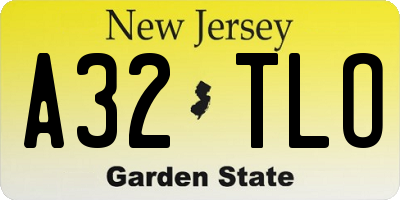 NJ license plate A32TLO