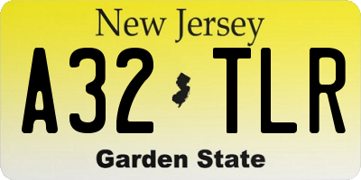 NJ license plate A32TLR