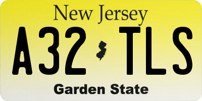 NJ license plate A32TLS