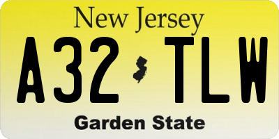 NJ license plate A32TLW