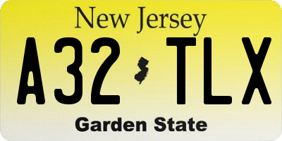 NJ license plate A32TLX