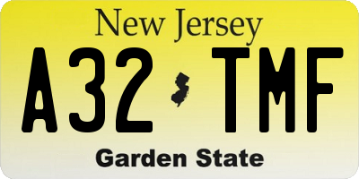 NJ license plate A32TMF