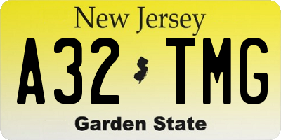 NJ license plate A32TMG