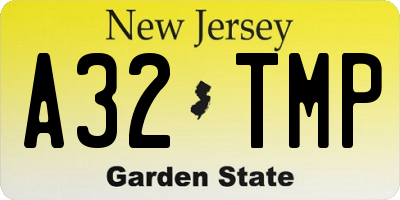 NJ license plate A32TMP