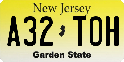 NJ license plate A32TOH