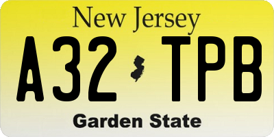 NJ license plate A32TPB