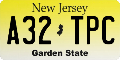 NJ license plate A32TPC