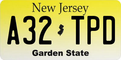 NJ license plate A32TPD
