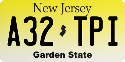 NJ license plate A32TPI