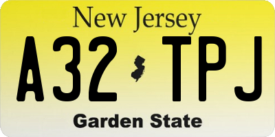 NJ license plate A32TPJ