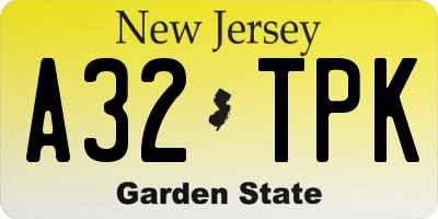 NJ license plate A32TPK