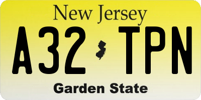 NJ license plate A32TPN