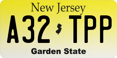 NJ license plate A32TPP