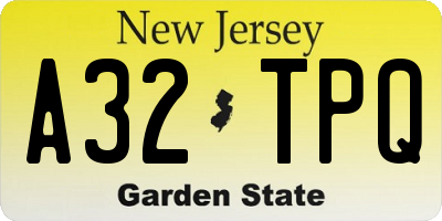 NJ license plate A32TPQ