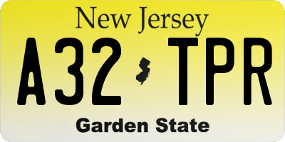 NJ license plate A32TPR