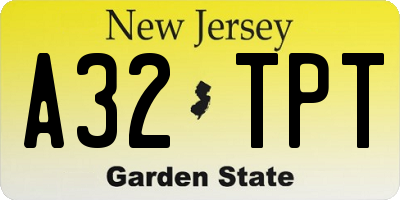 NJ license plate A32TPT
