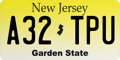NJ license plate A32TPU