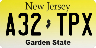 NJ license plate A32TPX